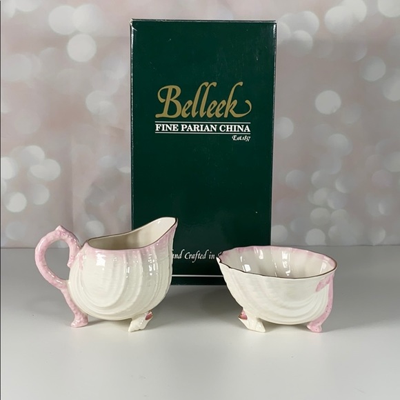 BELLEEK Neptune Sugar & Creamer Set NIB